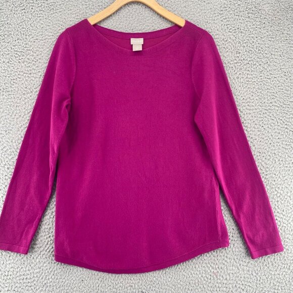 Chicos Sweater Womens 0 US Small Pink Bateau Neck Shirttail Hem Pullover Stretch - Picture 1 of 9
